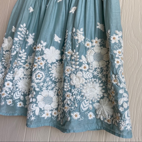 Anthropologie Blue Tassel Embroidered Skirt - Picture 9 of 15